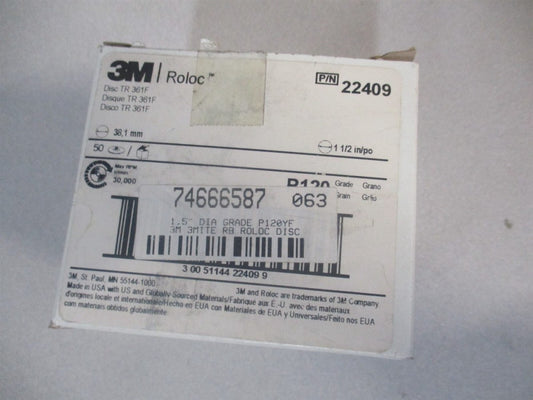 3M (7000045103) 1-1/2″ 120 Grit Aluminum Oxide Quick Change Disc - Pack of 50 