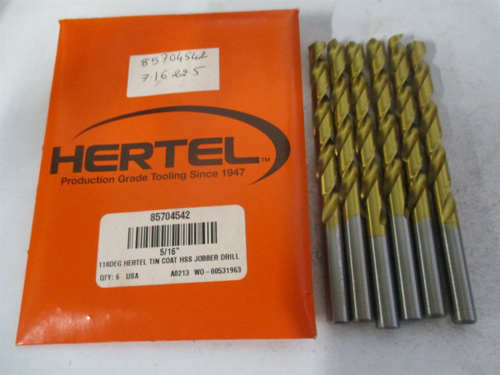 (85704542) 5/16" x 4-1/2" OAL 118° High Speed Steel Jobber Drill - Pack of 6