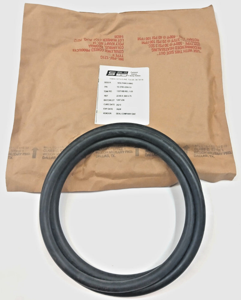 SEAL CO. FLUORO RUBBER MATERIAL O-RING PN. 19-3700-2290-53 LENGTH 27" OD 1/2"