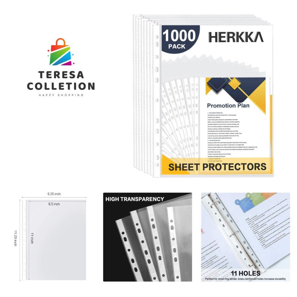 1000-Pack Heavy-Duty Clear Sheet Protectors - Perfect for 8.5x11 Papers