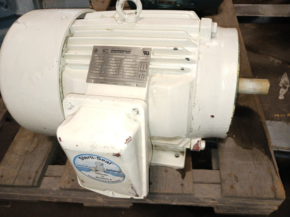 STERLING 15 HP AC ELECTRIC MOTOR 254TCZ FRAME 230/460 VAC 1750 RPM TEFC