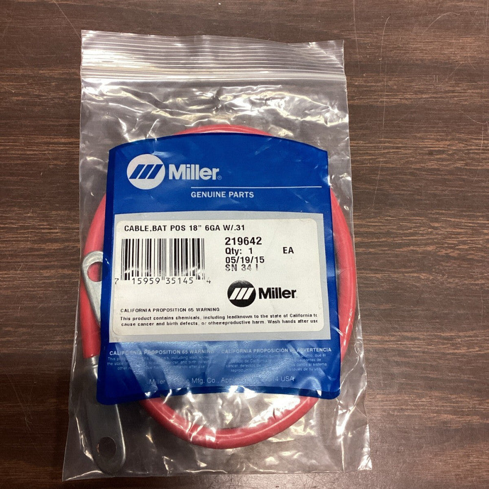 Miller 219642 CABLE,BAT POS 18” 6 GA W/.31