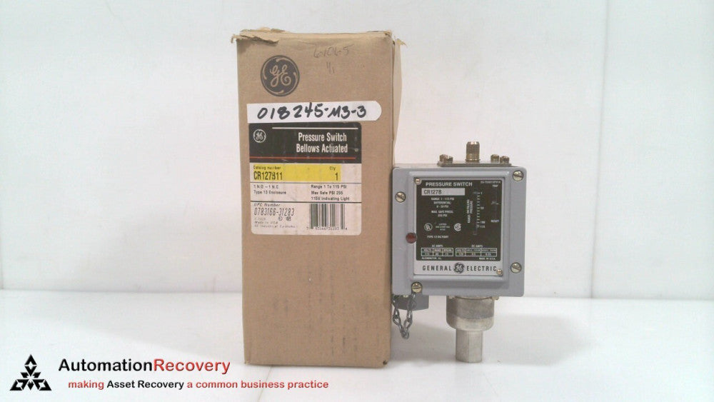 GENERAL ELECTRIC CR127B 11 PRESSURE SWITCH W/ LIGHT INDICATOR, NEW #323942