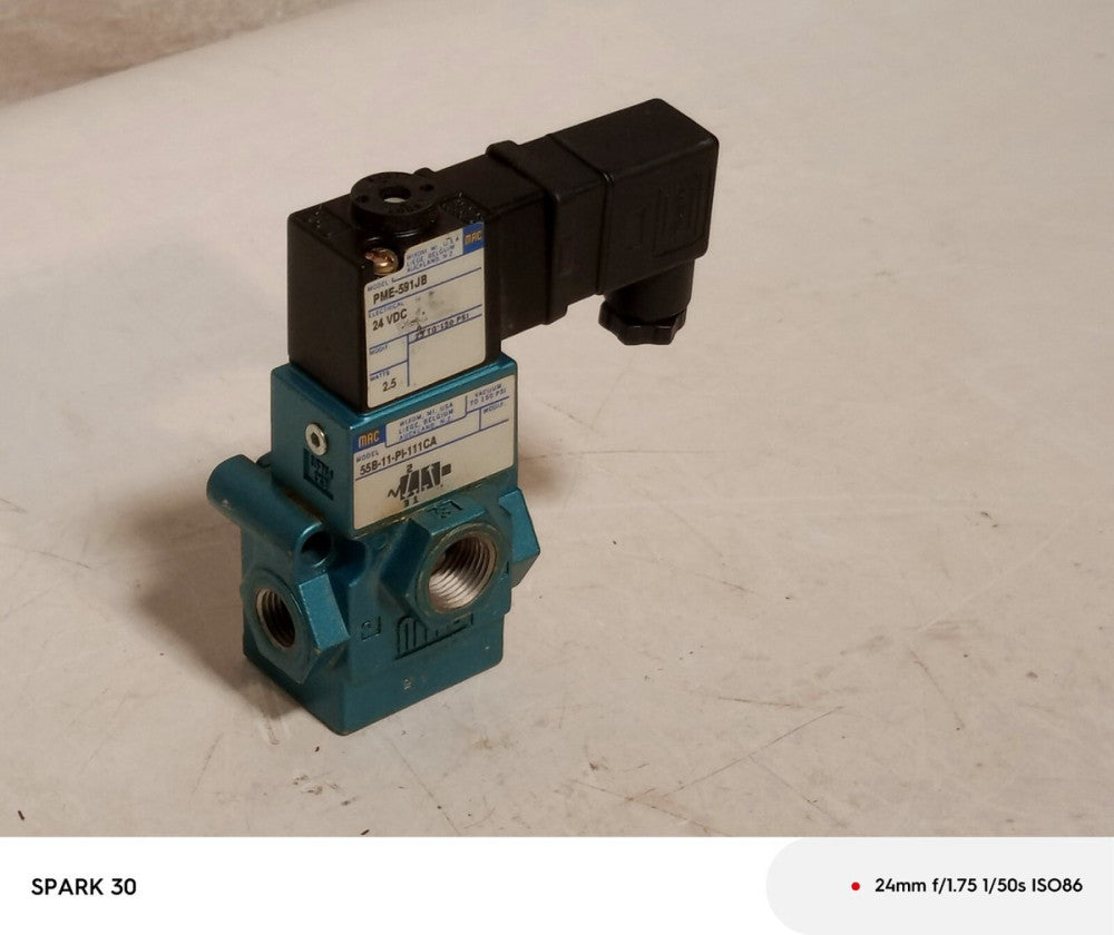 MAC 55B-11-PI-111CA w/ PME-591JB Solenoid Valve 120V Used, Free USA Ship
