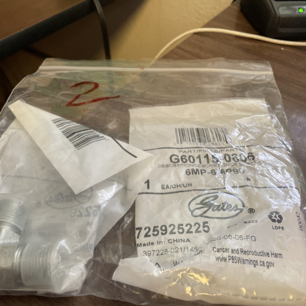 (2)Gates 6MP-6MP90 - G60115-0606 Hydraulic Hose Adapter