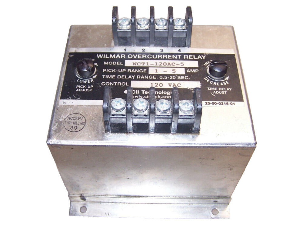 WILMAR OVERCURRENT RELAY 120 VAC  MODEL# WCT1-120AC-5