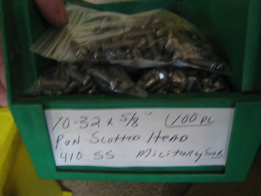10-32 x 1/2  inch  #410 SS  Slotted Pan Head Screws  Threading LOT 100 pc  Govt 