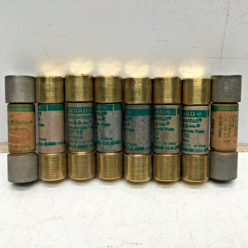 GOULD SHAWMUT RF10 Renewable Fuse 10 AMP 250VAC (LOT of 8)