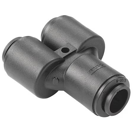 Trueseal Fb8wy8-Hblk Push-Fit Wye Fitting, 1/2 In Tube Size, Pvdf, Black