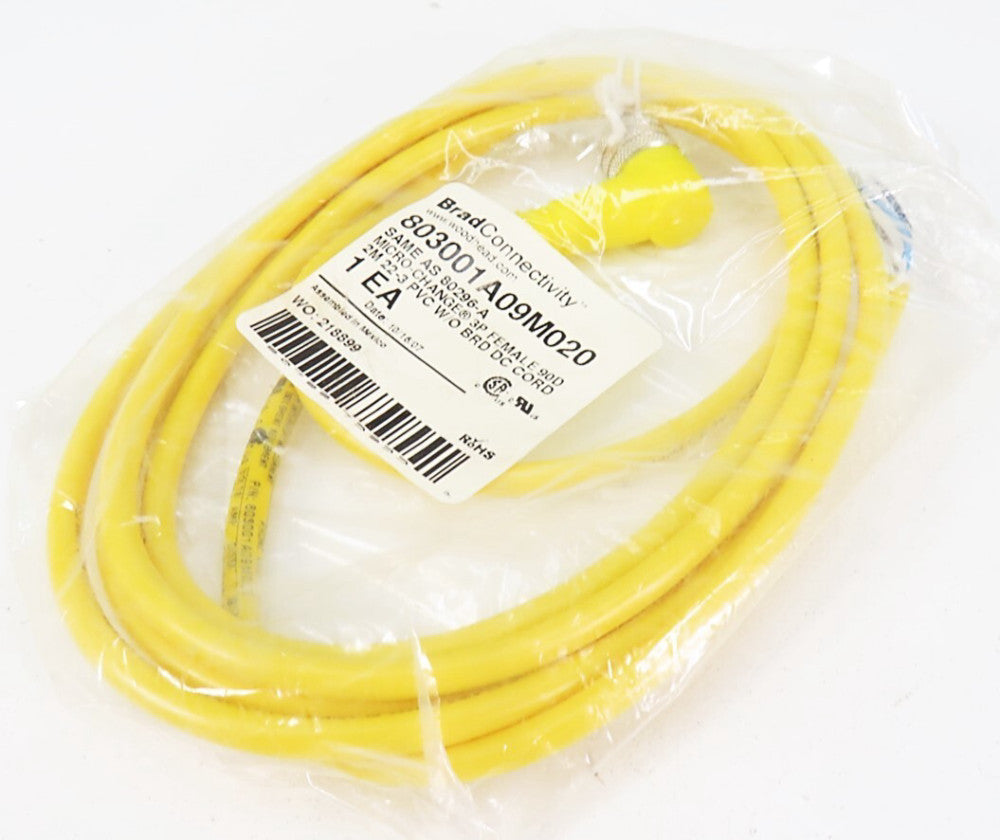 Brad Connectivity  803001A09M020  80296-A Micro-Change 3P Female 90D 2M  NEW