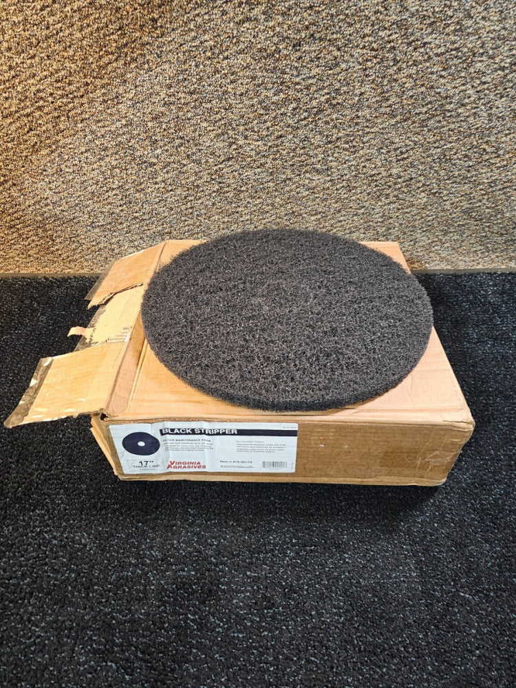 (QTY 10) Virginia Abrasives 416-50174 17in Floor Maintenance Pad Black Stripper