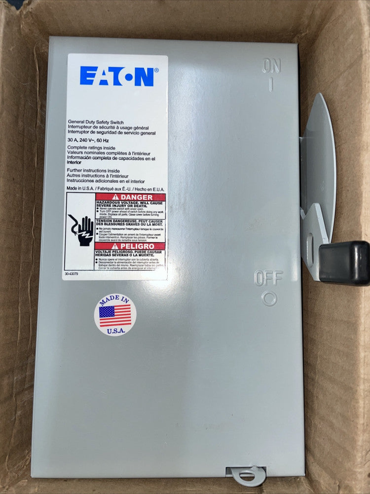 NOS EATON CUTLER HAMMER DG321UGB 30A 240V 3P 3W NONFUSED DISCONNECT