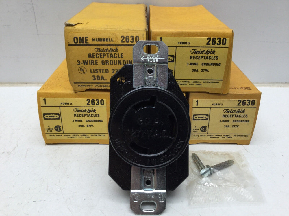 HUBBELL 2630 Twist-Lock Receptacle 3W 30A 277V (Lot of 5)