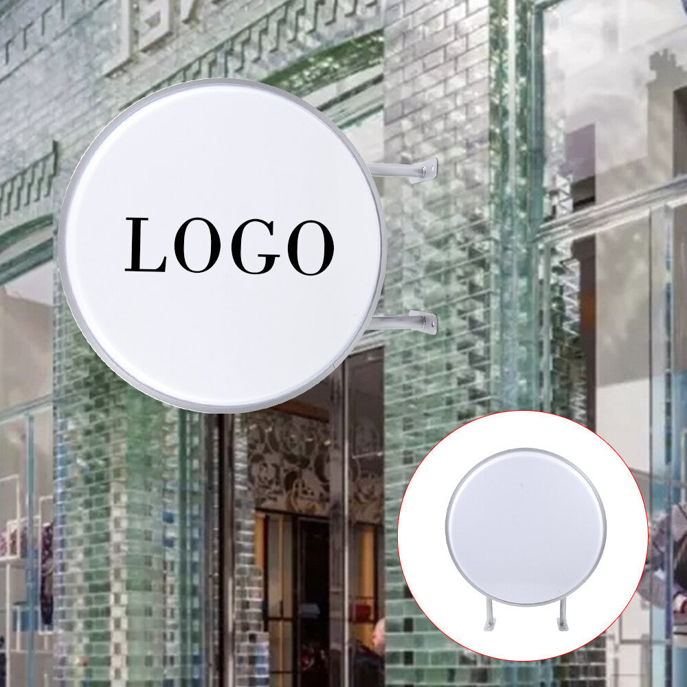 2X LED Light Box Round Dual Side Outdoor Advertising Illuminated Projecting Sign