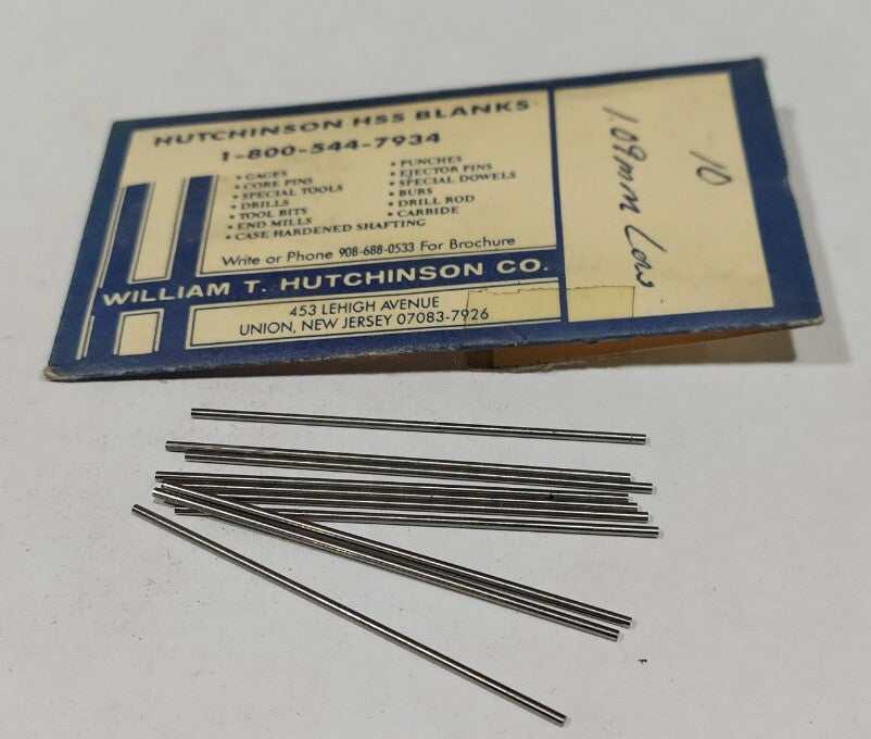 Lot Of 10 - USA Hutchinson 1.09mm x 2" Low Drill Blank Reamer Pin Gage