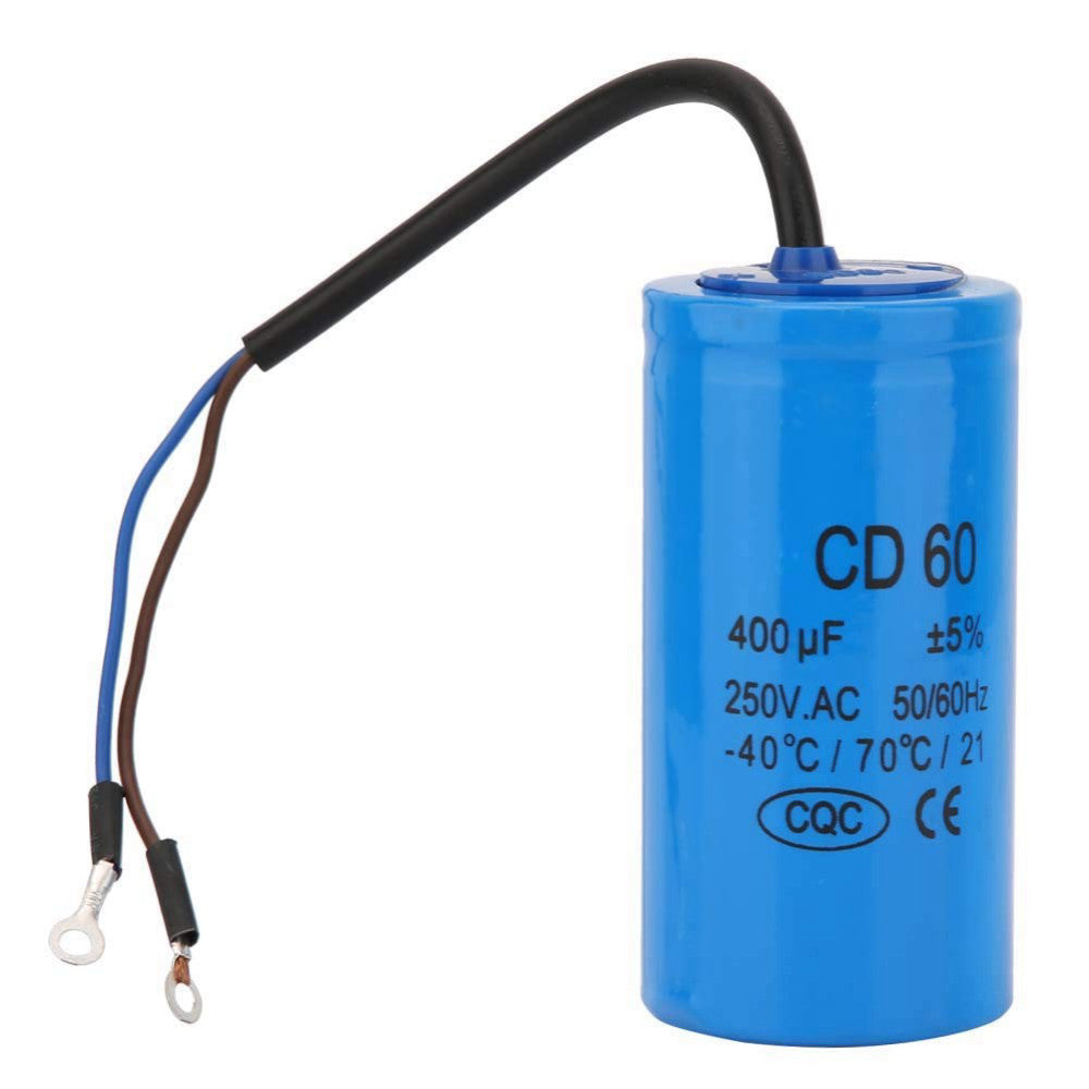 CD60 Run Capacitor 400uF 250V AC Motor Start with Wire for Air Compressors