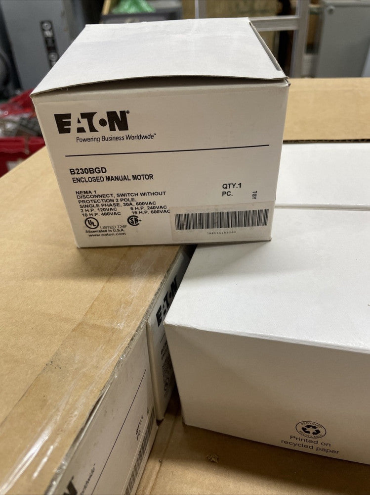 1 NEW  Eaton B230BGD Manual Motor Switch Enclosed 2P 30A 600V 1Ph NEMA 1 NEW