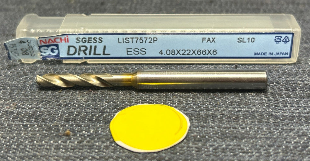 NACHI SGESS  2 FLUTE  DRILL BIT L7572P   4.08 X 22 X 66 X 6