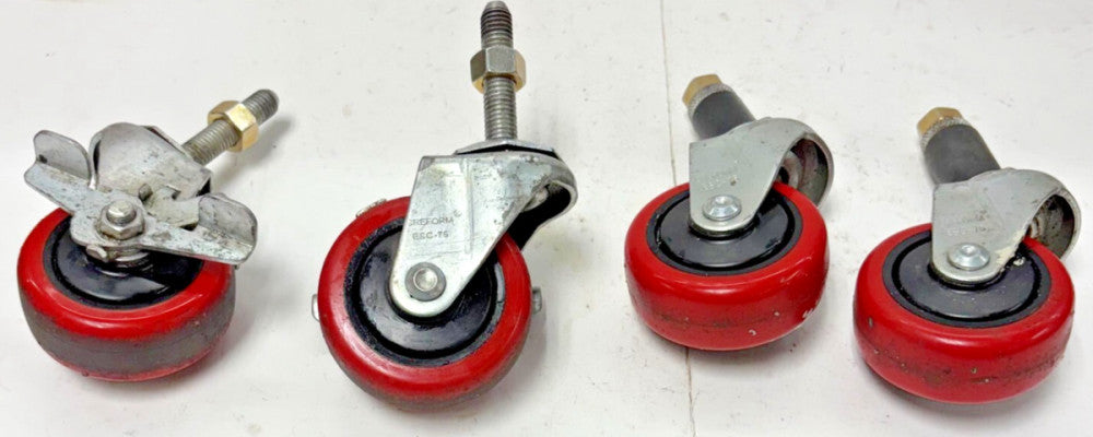 FAULTLESS CREFORM STEM SWIVEL CASTER WHEEL, W BRAKES, ESC-75 3"x 1-1/2 LOT OF 4