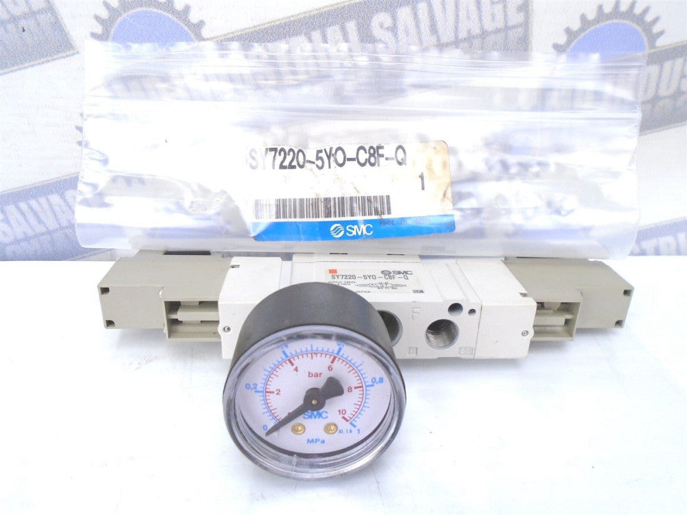 SMC - SY7220-5YO-C8F-Q - 2-Position, Double Solenoid Valve & Gauge -24VDC (NEW)