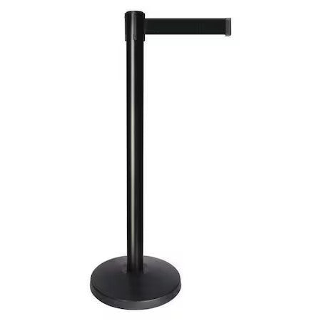 Queueway Qplus-33-B9 Barrier Post With Belt, Black, 10 Ft Length, 40 In Post