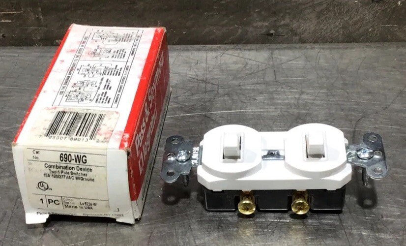 690-WG P&S COMBINATION DEVICE TWO 1 POLE SWITCHES 15A 120/277VAC Nos Surplus