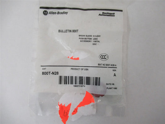 248874 New-No Box; Allen-Bradley 800T-N28 Pushbutton Lens 6 Clear 1 Metal Disc