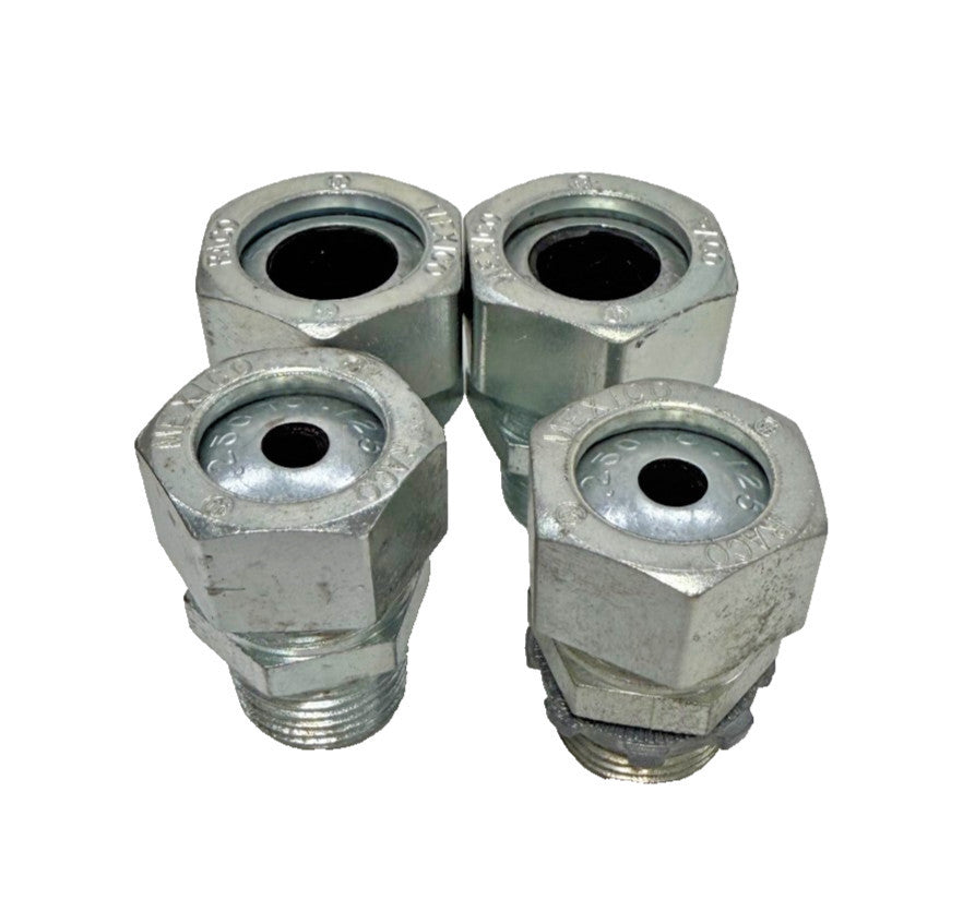 ASSORTED RACO GRIP 1/2" CONNECTORS (2) .250-.125", (2) .600-.500" (LOT 4)