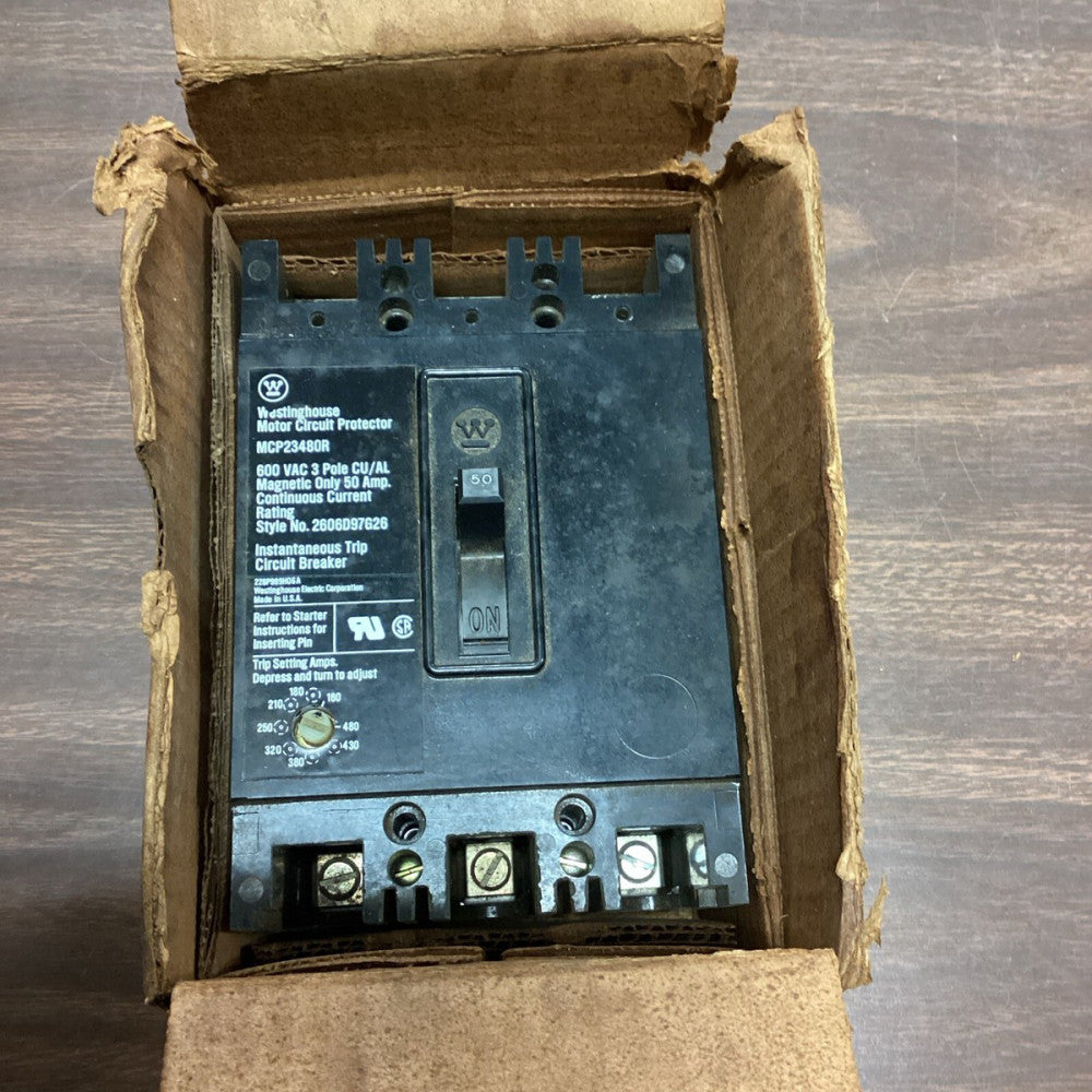 WESTINGHOUSE BREAKER MCP23480R  50 AMP 3 POLE 600 V MOTOR PROTECTOR