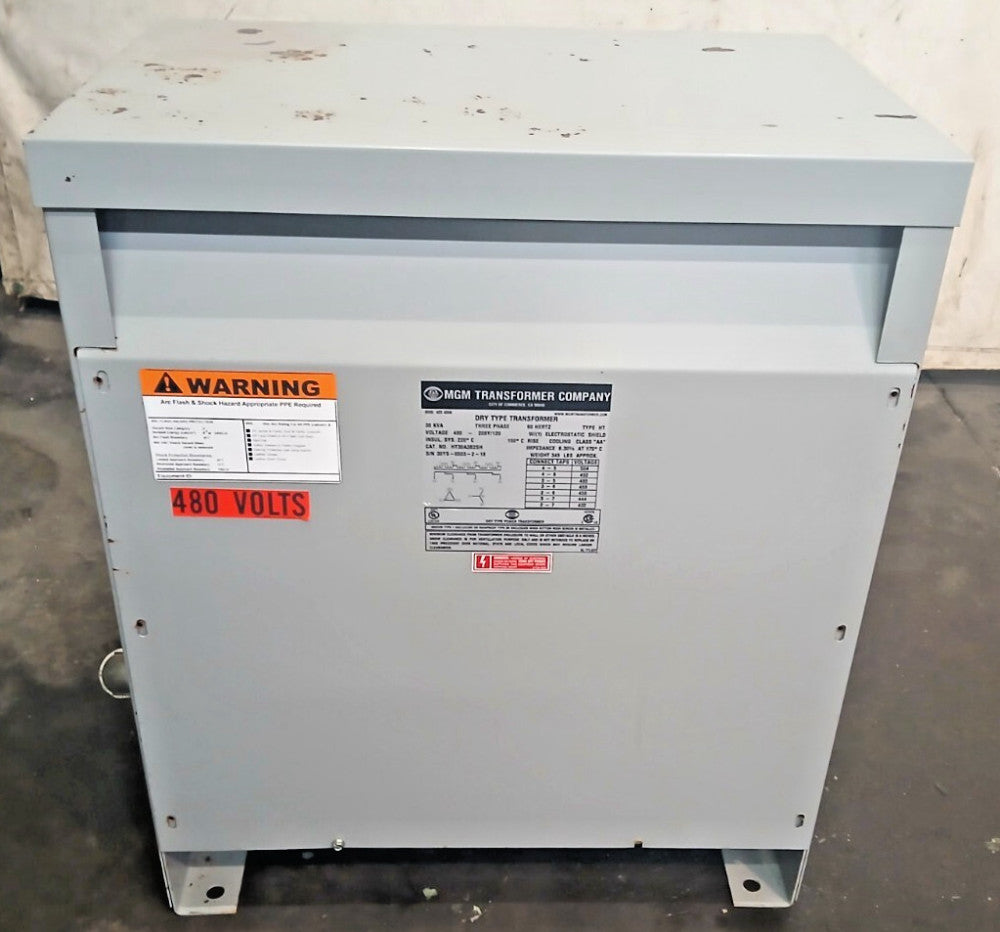 MGM DRY TYPE TRANSFORMER CAT NO HT30A3B2SH 30 KVA 3 PHASE 60 HERTZ TYPE HT