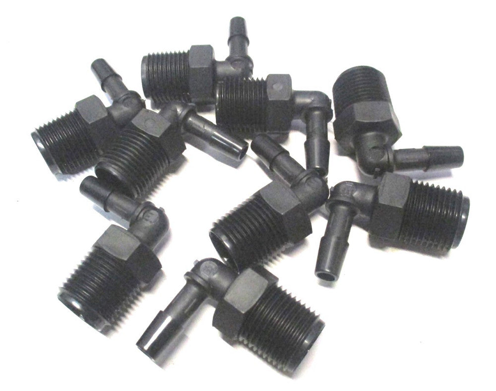 Eldon James (L6-4BN) 3/8" NPT x 1/4" ID Black Nylon Male Reduction Elbow - 9 PK