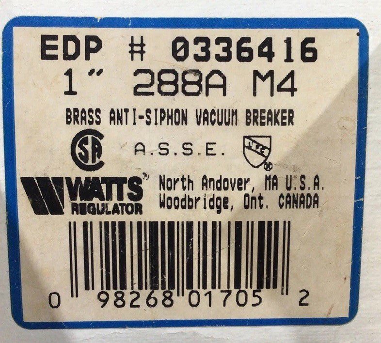 WATTS ASSE-1001 Brass Anti-Siphon Vacuum Breaker