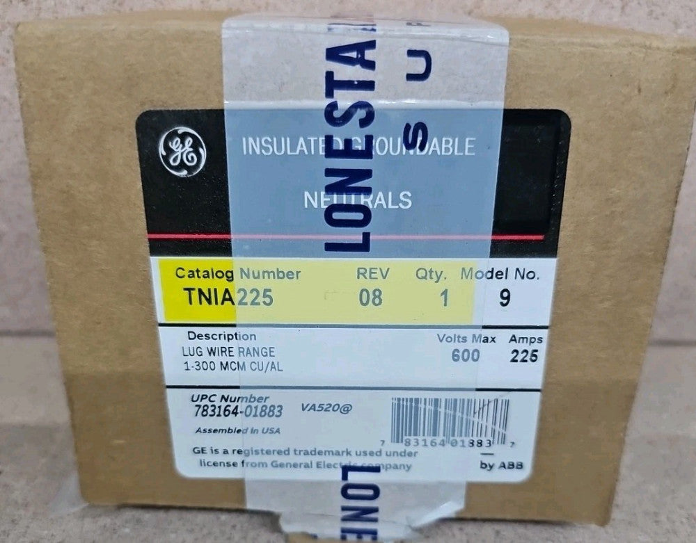 GE TNIA225 Insulated Groundable Neutral Kit, 600V. 1-300 MCM Lug Range NOS