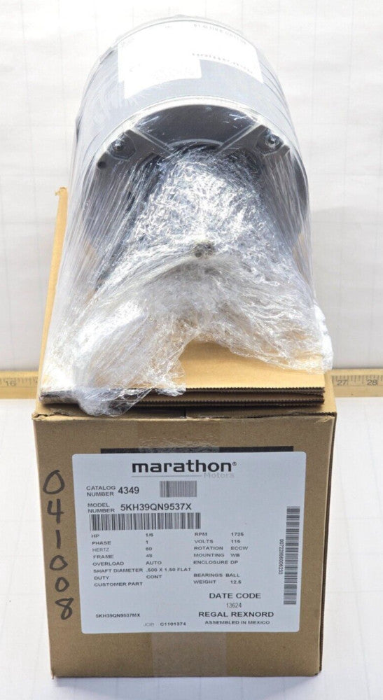 NEW MARATHON 1/6 HP ELECTRIC MOTOR 115V 1 PHASE 48 FRAME 1725 RPM 5KH39QN9537X