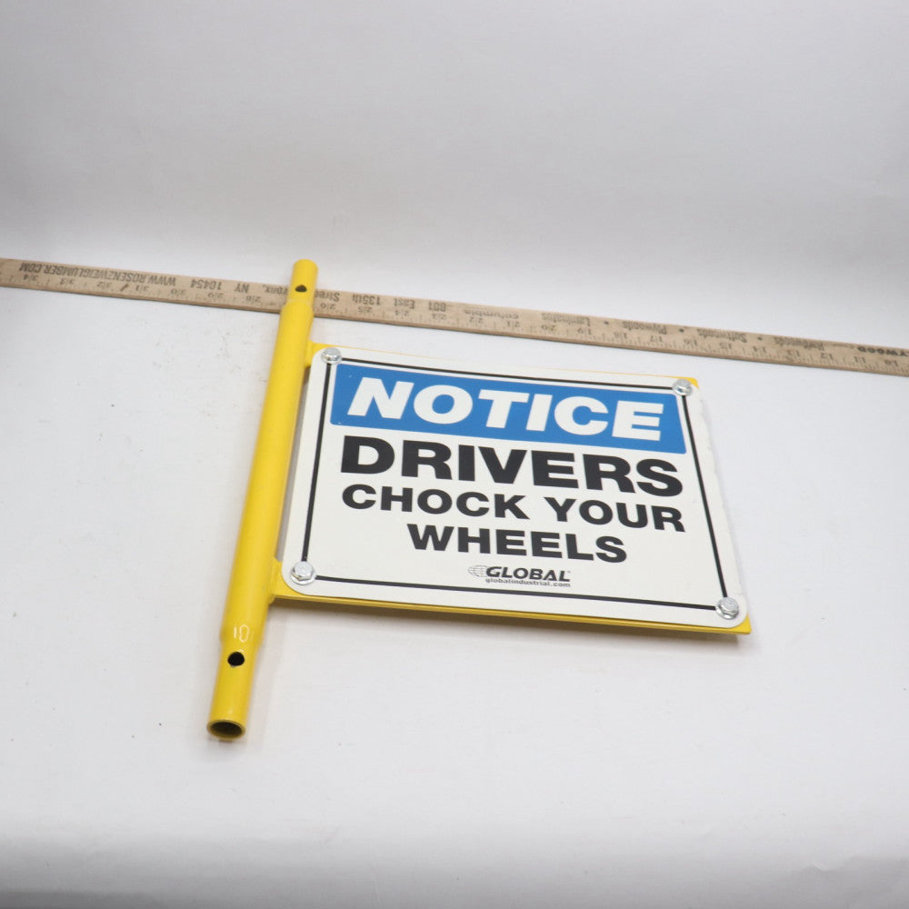 Global Industrial Wheel Chock w/ Safety Sign & Handle Aluminum - Sign Part Only