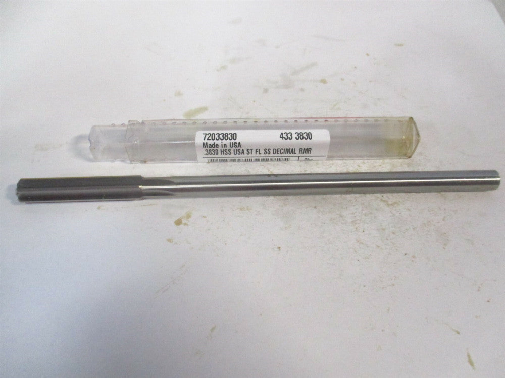 (433-0.3830) 0.383" x 1-3/4" x 7" Straight Shank HSS 6-Flute Chucking Reamer 