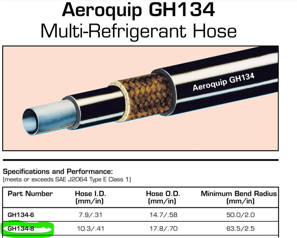 (50) Feet GH134-8 3/32" ID E-Z Clip Multi-Refrigerant Hose GH134-08 EATON [B0F]