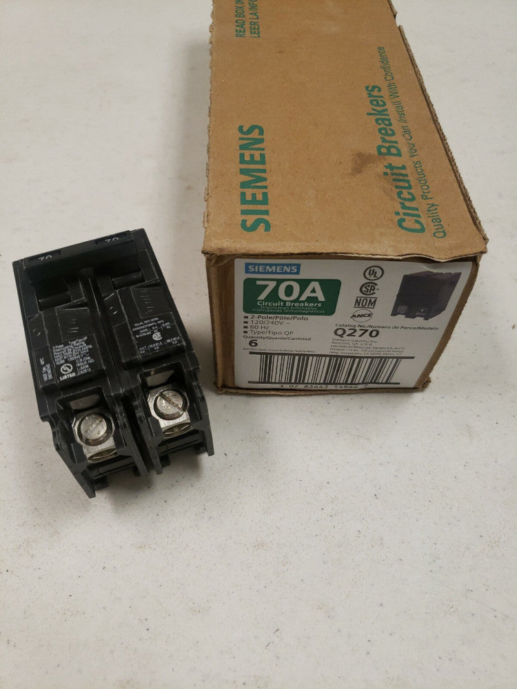 1 NEW Siemens Q270 2-Pole 70-Amp 120/240V Plug-In Circuit Breaker