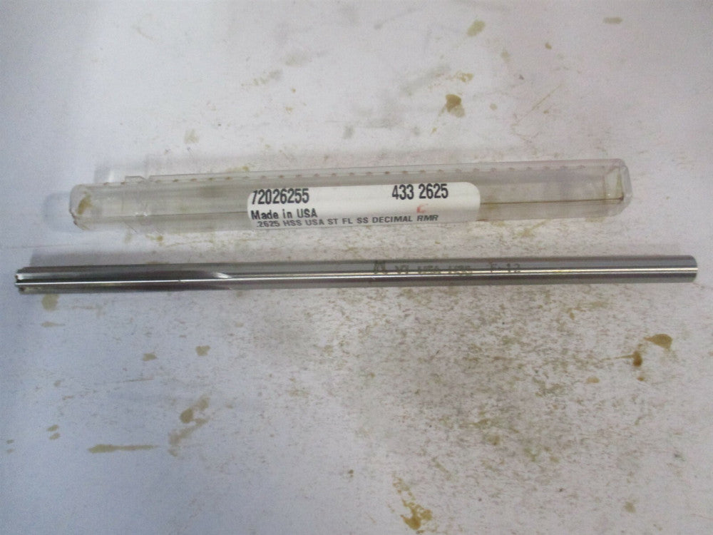 (433-0.2625) 0.2625" x 1-1/2 x 6" 6-Flute Straight Shank HSS Chucking Reamer 