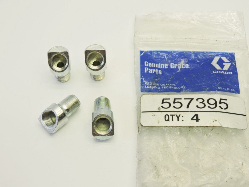 Lot of 4 Graco 557395 ELB STR 1/8 NPTF X 45 Fittings New