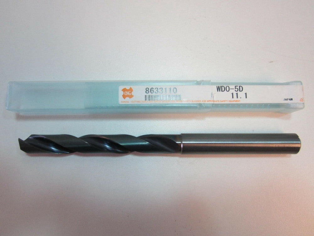 OSG (8633110) Exocarb-WDO 5D 11.1mm 2 Flute Coolant Fed Jobber Length Drill Bit 