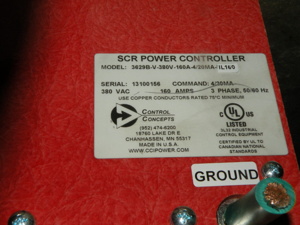 Control Concepts 3629B, SCR Power Controller, 3629B-V-380V-160A-4/20MA-IL60