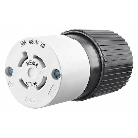 Bryant 71620Nc Locking Connector, L16-20R, 20 A, 480V Ac, Three Phase, 3 Pole,