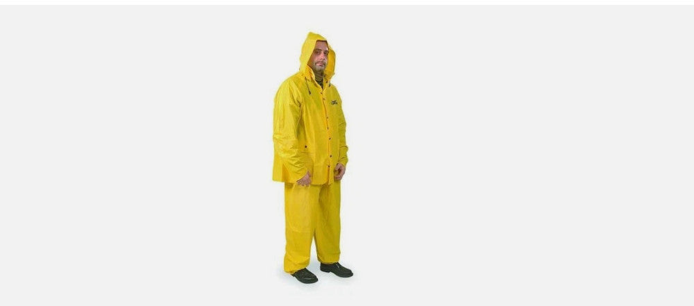 Condor  3-Piece Rainsuit With Detachable Hood-Pvc-10 Mil Thick - Snap-On - NEW
