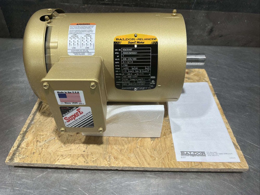 BALDOR Super E Motor VEM3546T 35A003M492G1 230/460V 3/1.5A Nos Surplus