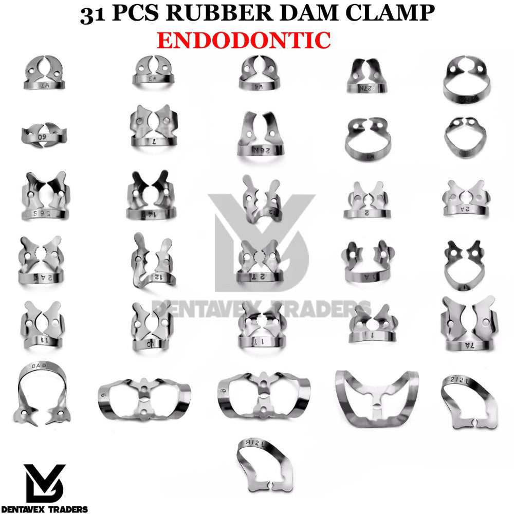 31 PCS ENDODONTIC RUBBER DAM CLAMP Dental Instruments ENDO Clamps