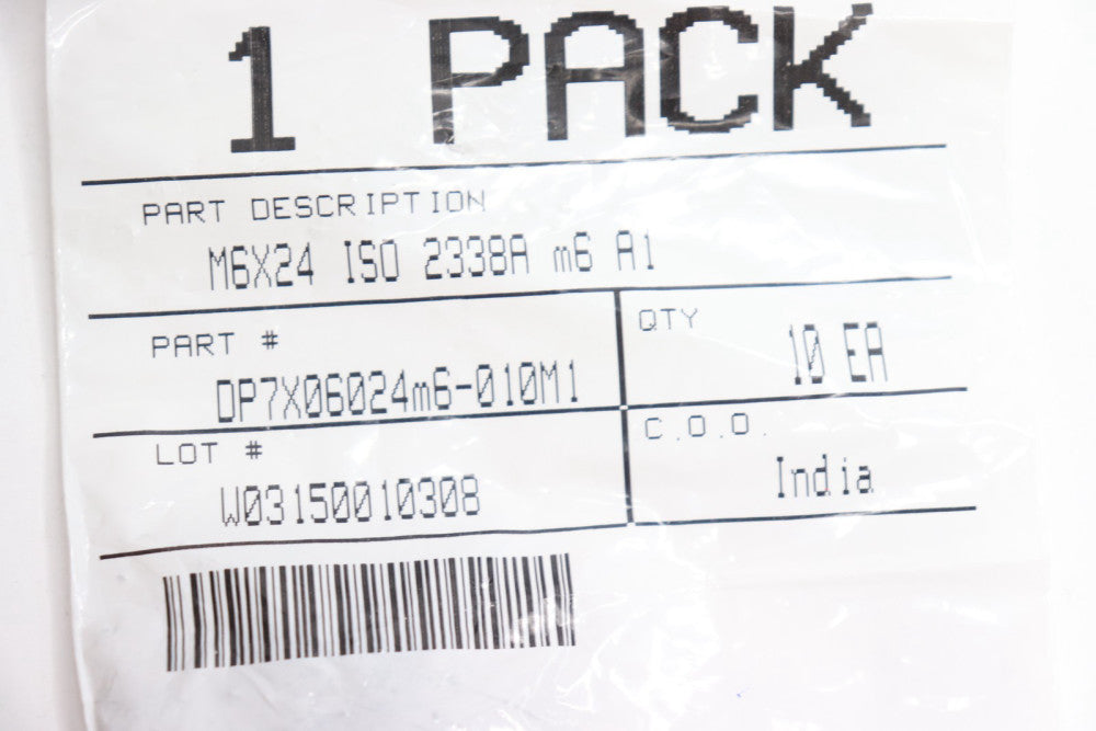 (10-Pk) Cylindrical Pins Tolerance Zone Stainless Steel M6 x 24 