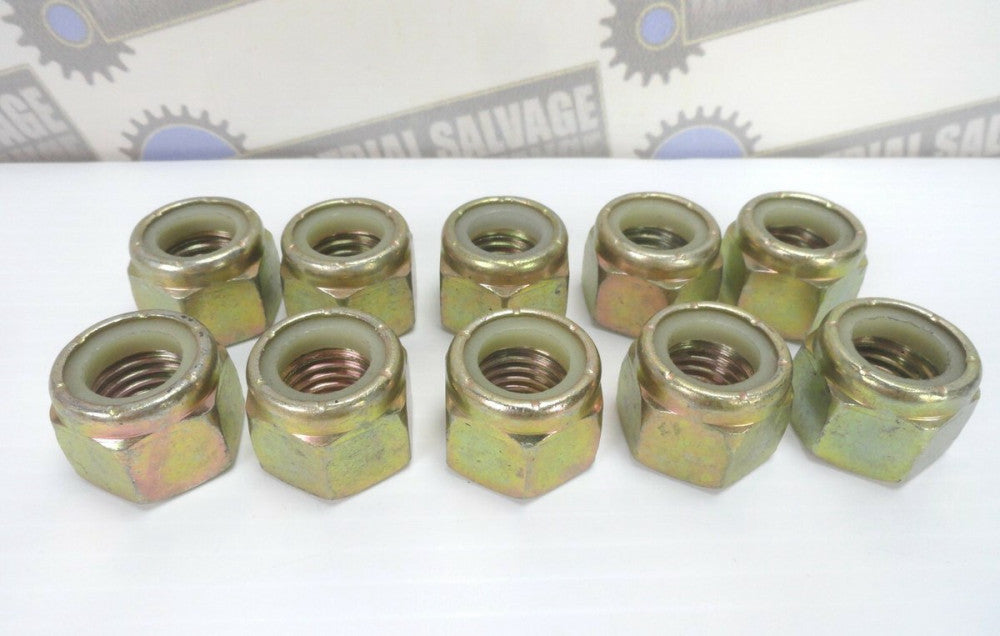 10 Pack of 3/4" 10 Count Thread, Zinc Coated, Nylon Insulated Lock Nut (NEW)