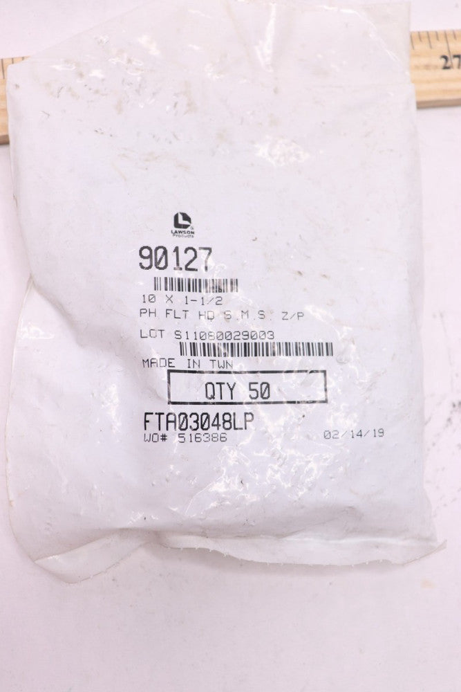 (50-Pk) Lawson Sheet Screw Phillips Flat Head Metal # 10 x 1-1/2" 90127