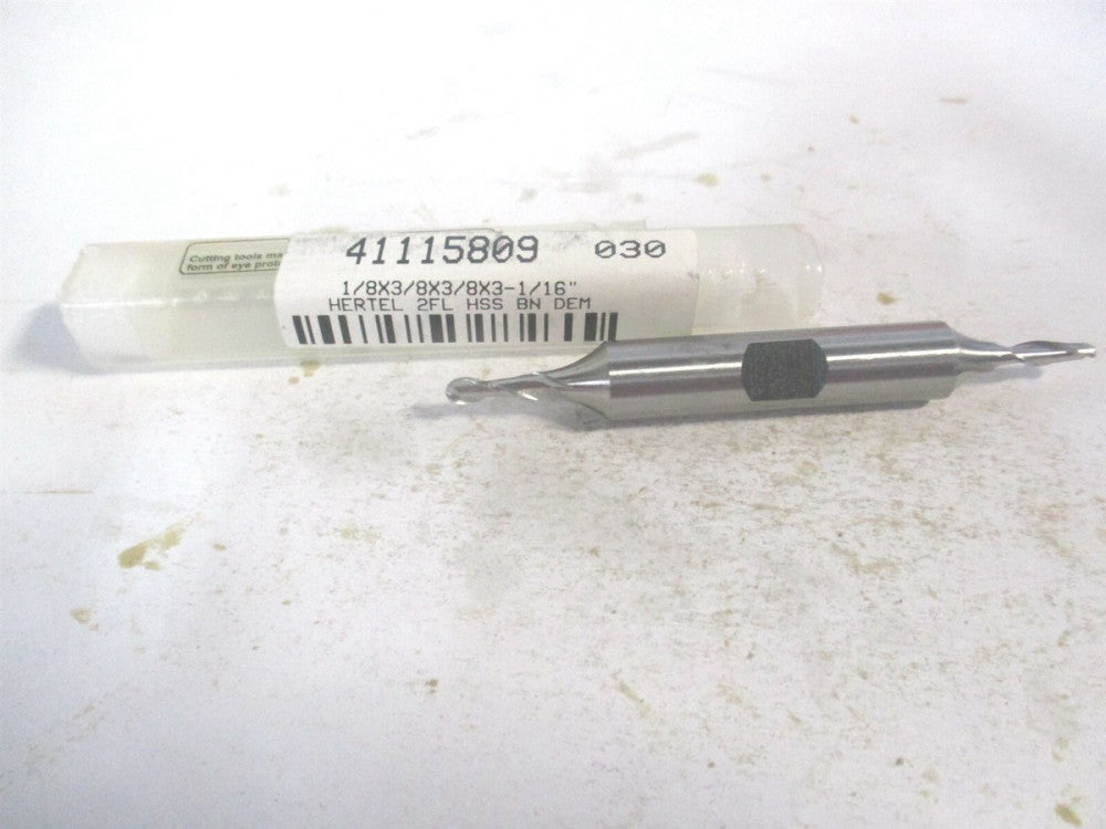 (E211200802) 1/8" x 3/8" x 3/8" x 3-1/16" High Speed 2 Flute Steel Ball End Mill